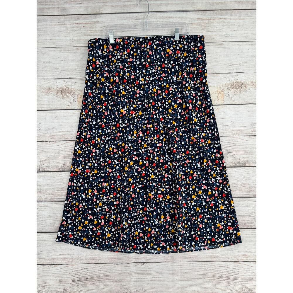 Loft Heart Print Maxi Skirt Womens XL Blue Pink Red Yellow Pull On